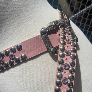 Real leather pink bling belt!
